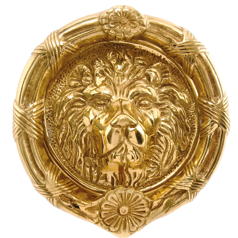 6 Inch Diameter Lions Head Round Door Knocker