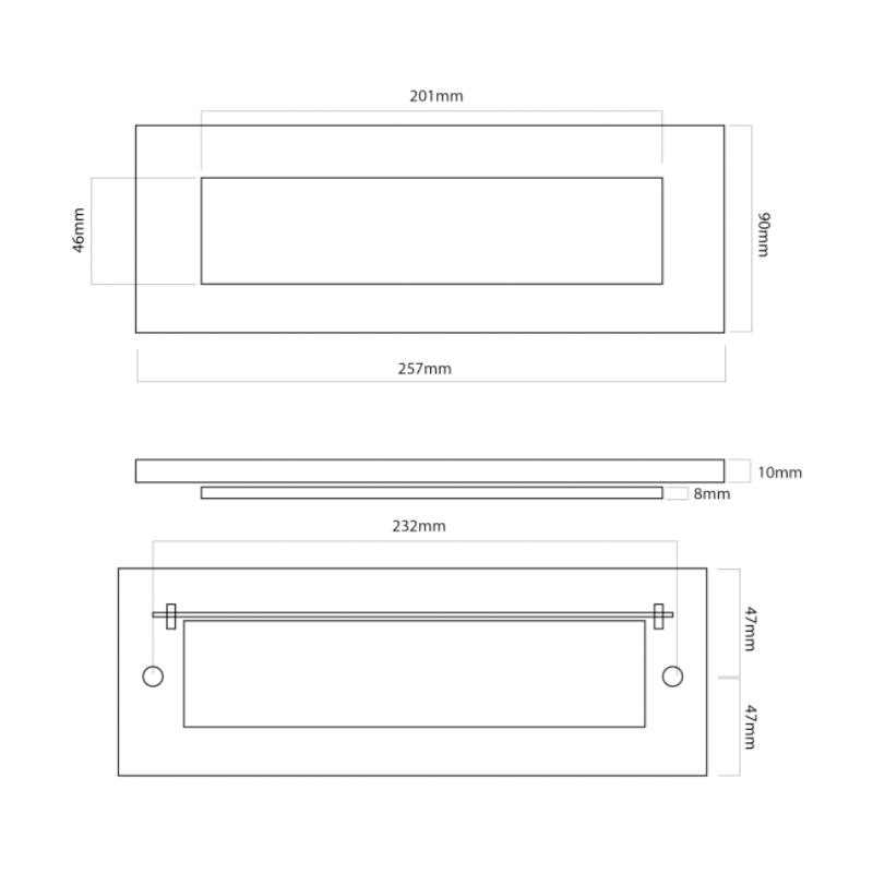 Black Iron Plain Letterplate