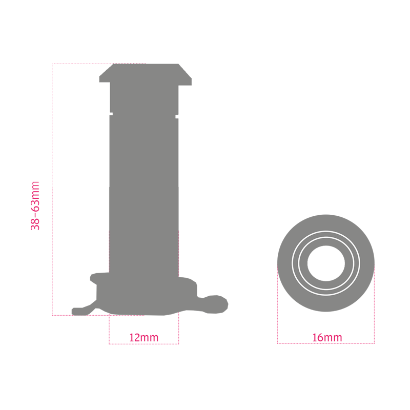 Wooden and Composite Door Viewer with 12mm barrel in 38-63mm - Stainless Steel