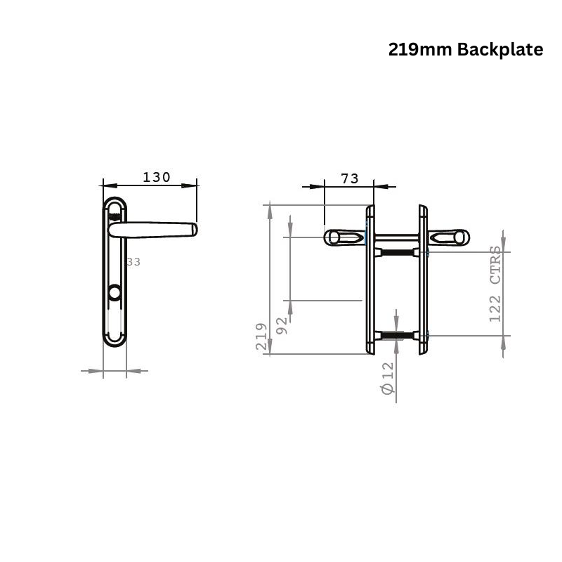 High Security Front Door Handle - Stainless Steel