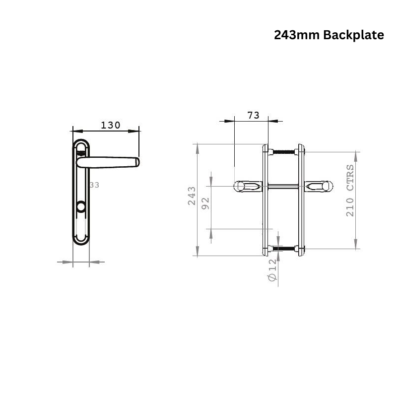 High Security Front Door Handle - Stainless Steel