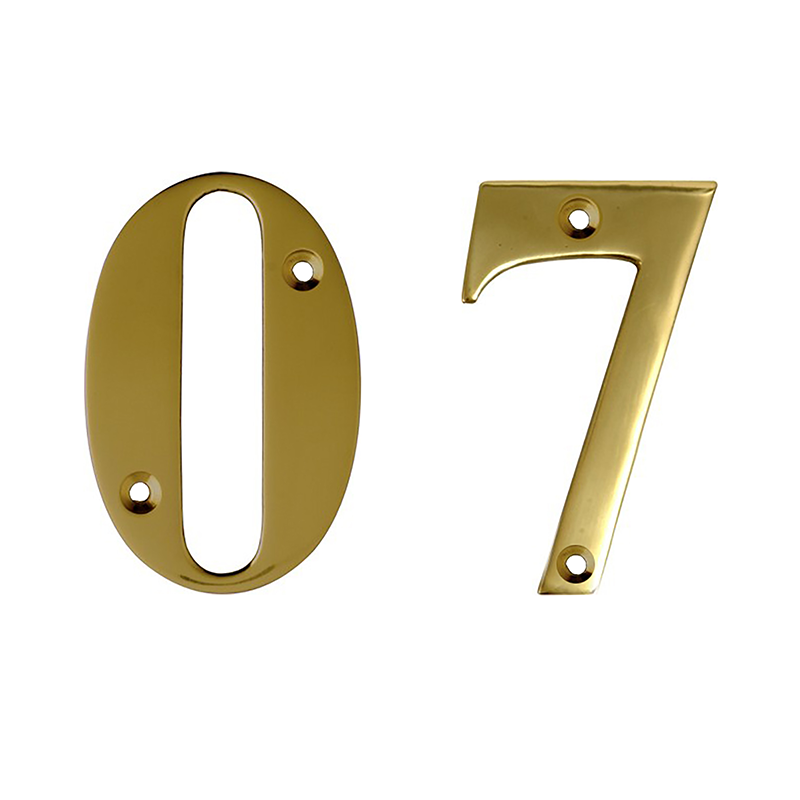 3 Inch Screw Fix Front Door Numbers and Letters – Polished Brass