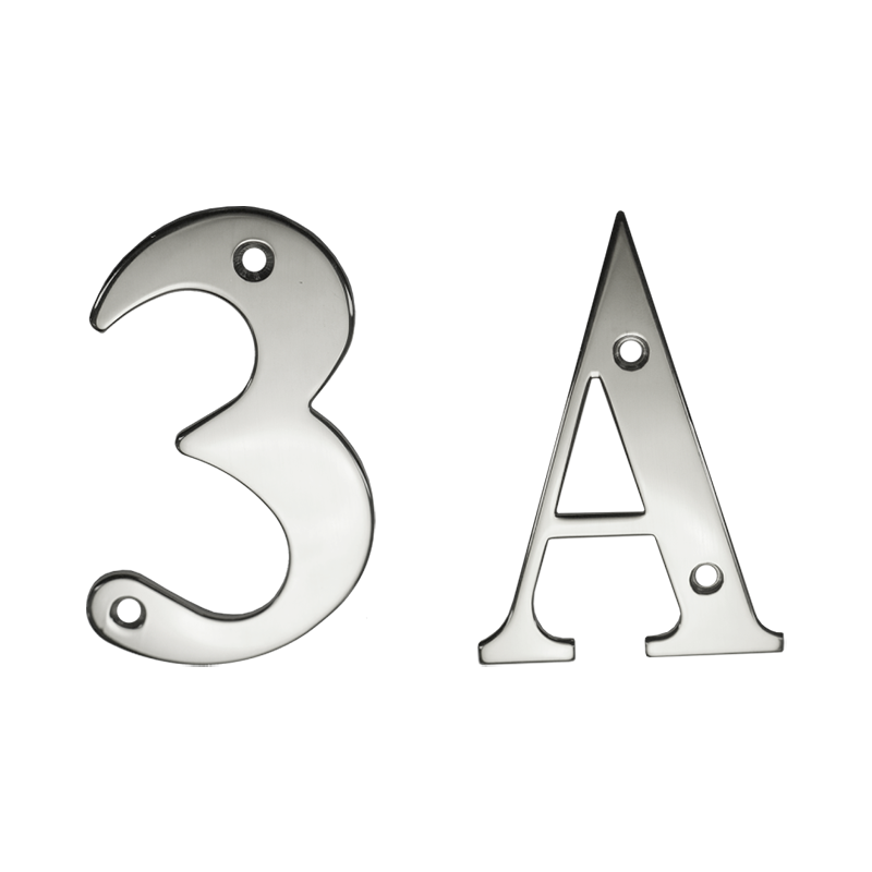 3" Screw Fix Front Door Numbers and Letters – Polished Chrome