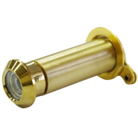 Wooden and Composite Door Viewer in Polished Brass with PVD Head with Privacy Cover - 12mm barrel in 38-63mm