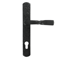 Black Iron Front Door Handle - 243mm Backplate