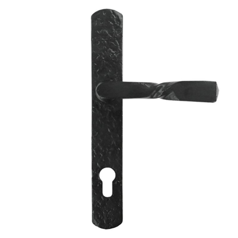 Black Iron Front Door Handle - 243mm Backplate