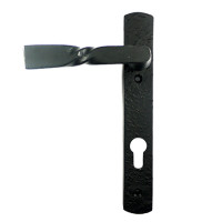 Black Iron Front Door Handle - 219mm Backplate