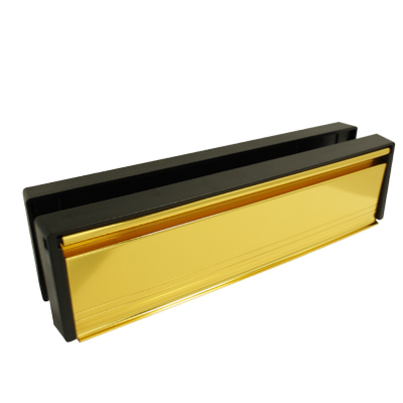 12 Inch Framemaster Letter Box in Gold Flap for door thicknesses between 20-40mm and 40-80mm