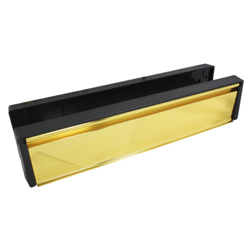 12 Inch Framemaster Letter Box in Gold Flap for door thicknesses between 20-40mm and 40-80mm