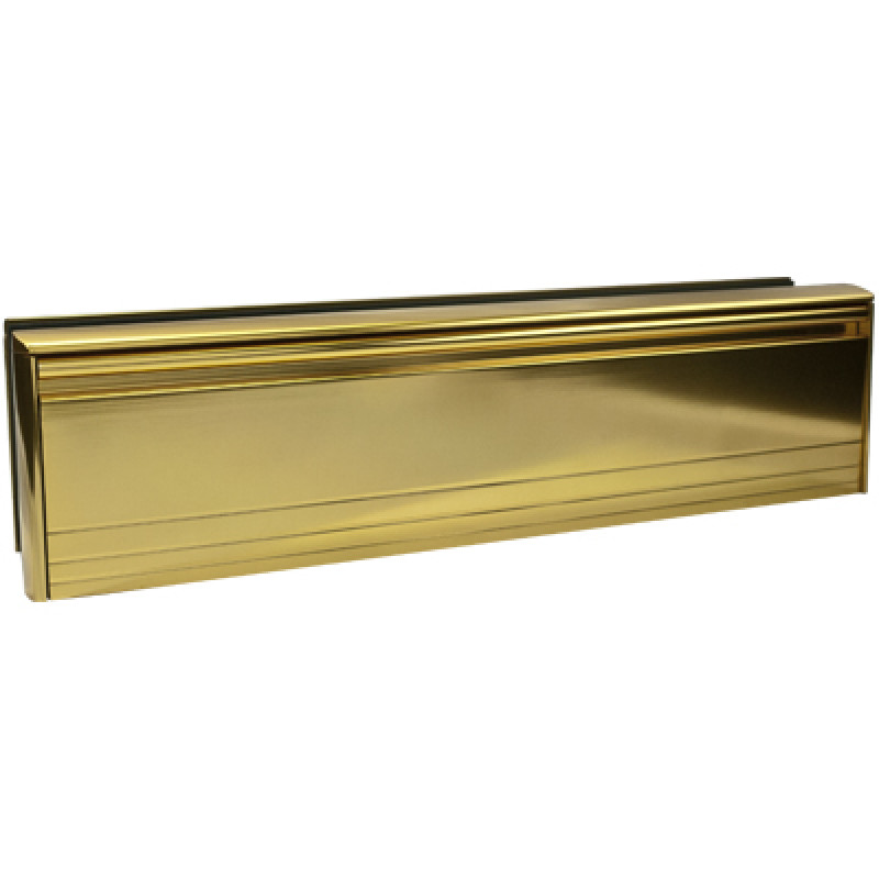 12 Inch All Aluminium Letterplate (40/80) with Gold Anodised Flap and Frame