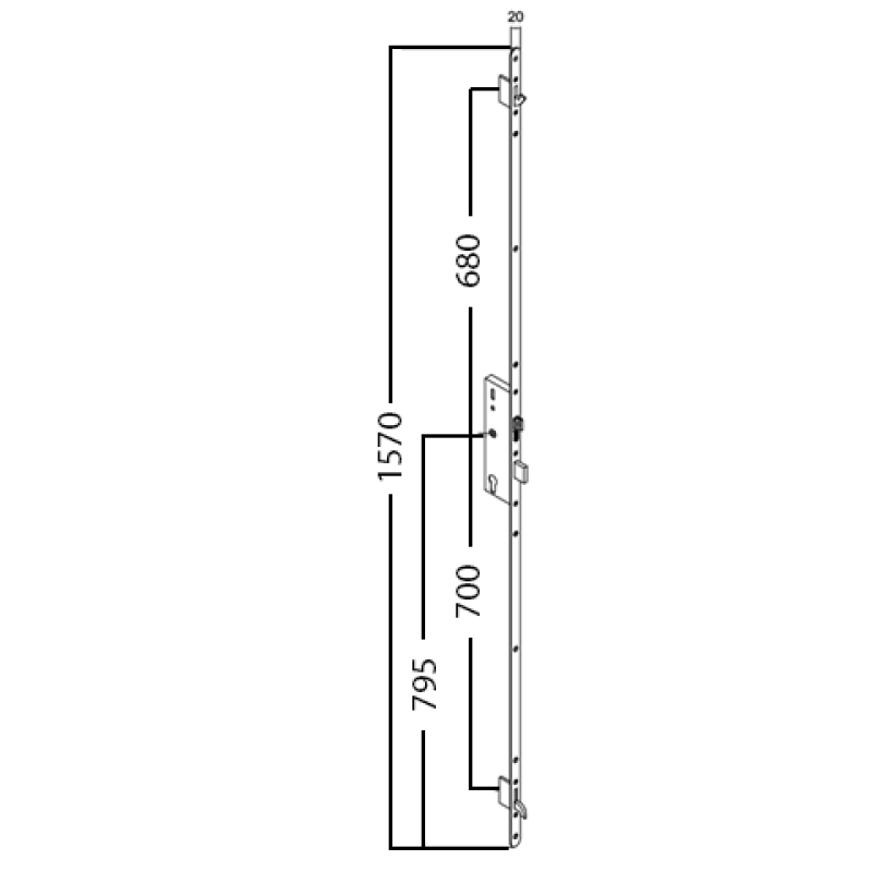 Fullex Crimebeater 220 Pro 1570mm x 20mm Faceplate 2 Hook 1 Bolt Lock