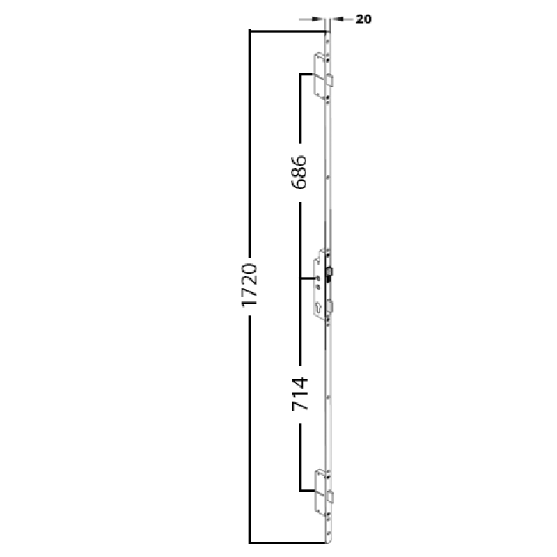 Fullex Crimebeater 1720mm x 20mm Faceplate 3 Bolt Lock