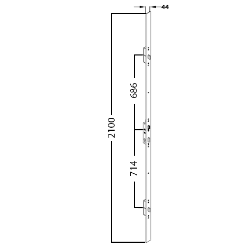 Fullex Crimebeater 2100mm x 44mm Faceplate 3 Bolt Lock