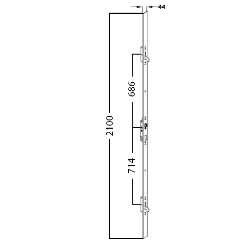 Fullex Crimebeater 2100mm x 44mm Faceplate 2 Hook 1 Bolt Lock