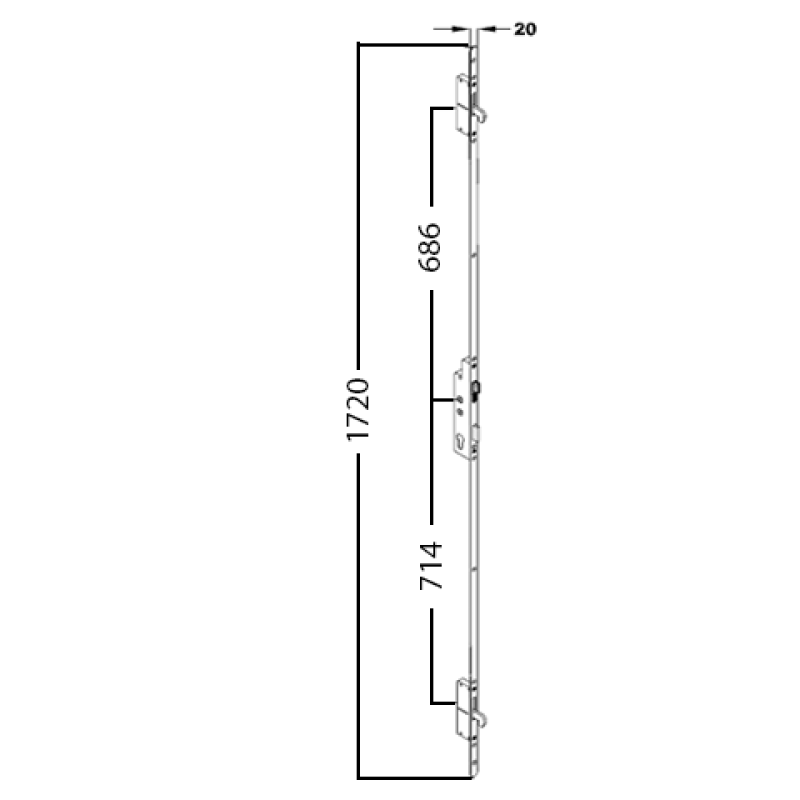 Fullex Crimebeater 1720mm x 20mm Faceplate 2 Hook 1 Bolt Lock