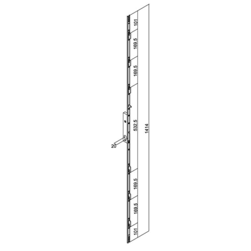 Fullex Patio 1414mm x 16mm Faceplate 6 Hook 1 Bolt Lock