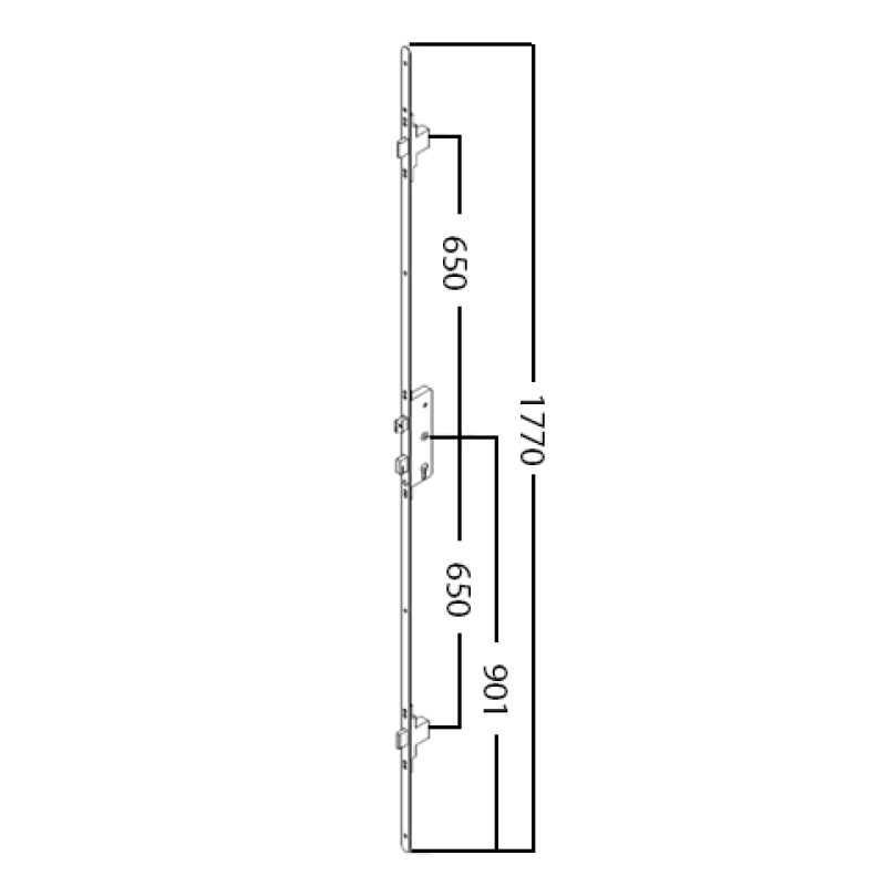 Fullex SL16 Multibolt 1770mm x 20mm Faceplate 3 Bolt Lock