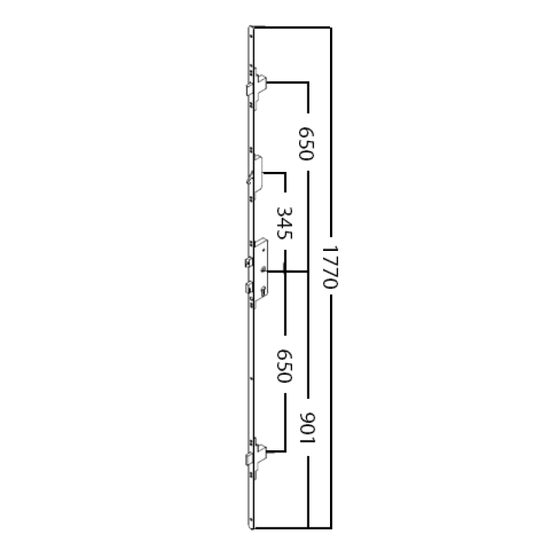 Fullex SL16 Multibolt 1770mm x 20mm Faceplate 1 Hook 3 Bolt Lock