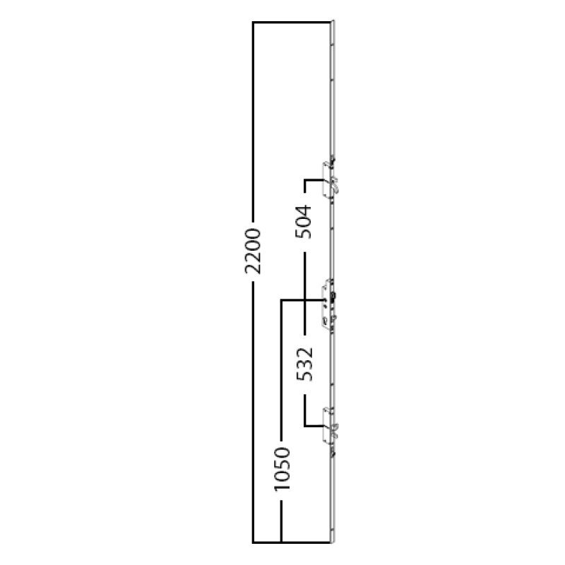 Fullex XL 518mm Centre 3 Hook 2 Bolt 2 Roller 35mm Backset Lock