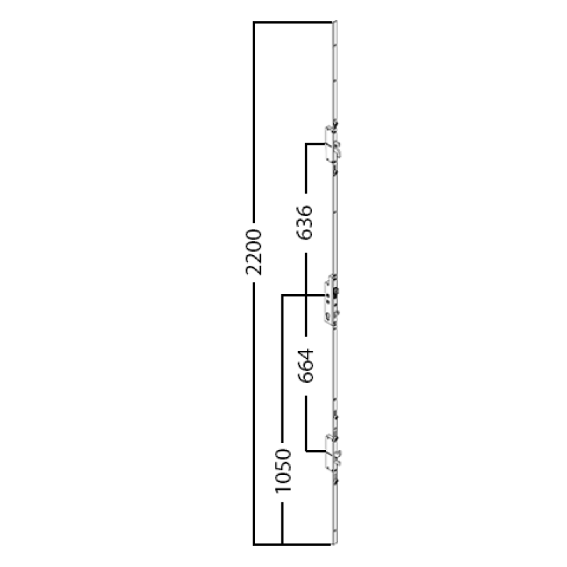 Fullex XL 650mm Centre 3 Hook 2 Bolt 2 Roller 35mm Backset Lock