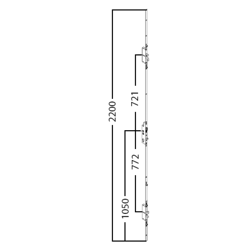 Fullex XL 735/758mm Centre 3 Hook 2 Bolt 4 Roller 35mm Backset Lock