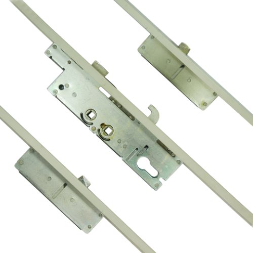 2 CRB bolts, 45mm B/S, XL centre hook & latch--92/62mm PZ dual 700mm centres 44mm White Aluminium Coverplate