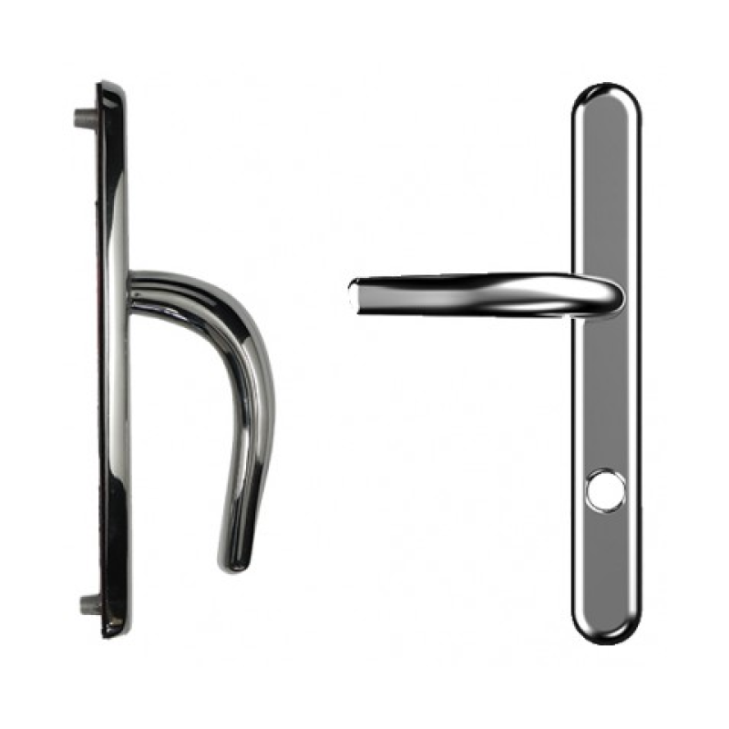 High Security Stainless Steel Front Door Handle - 243mm Long Backplate