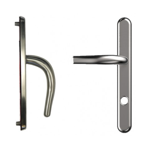 High Security Stainless Steel Front Door Handle - 243mm Long Backplate