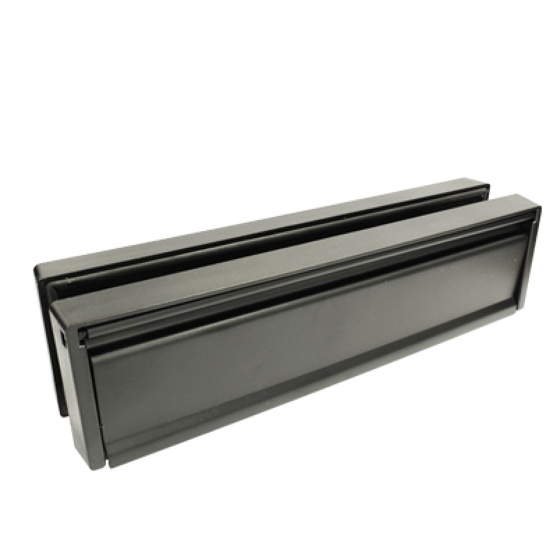 10 Inch Petitemaster Letter Box with Black Flap and Frame for Door Thicknesses between 20-40mm and 40-80mm