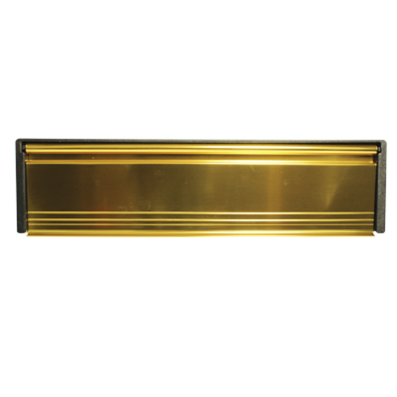 10 Inch Petitemaster Letter Box with Gold Flap for Door Thicknesses between 20-40mm and 40-80mm