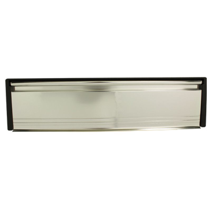 10 Inch Petitemaster Letter Box with Polished Silver Flap for Door Thicknesses between 20-40mm and 40-80mm