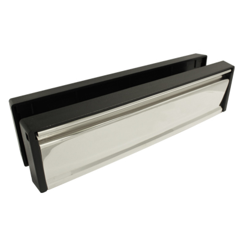 10 Inch Petitemaster Letter Box with Polished Silver Flap for Door Thicknesses between 20-40mm and 40-80mm