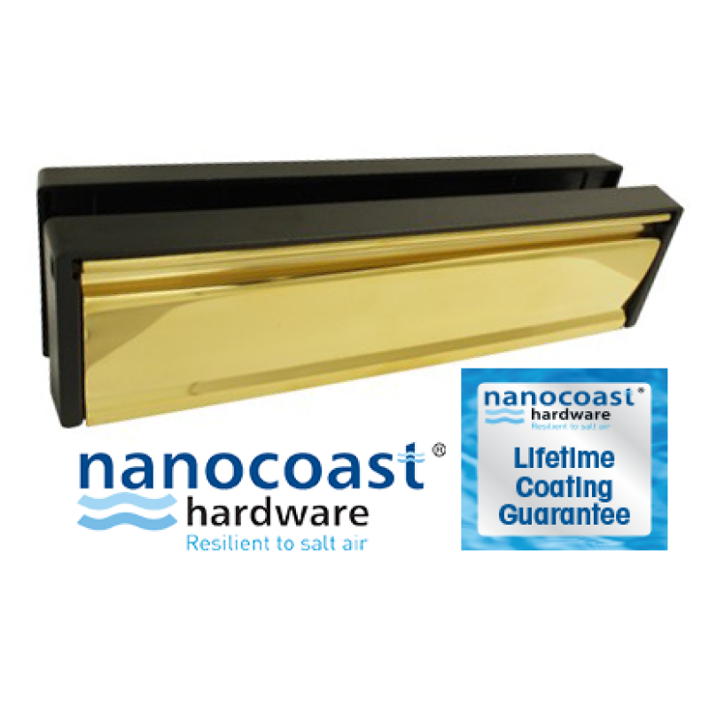 Nanocoast 10 Inch Petitemaster PVD Gold Letter Box with Black Frame