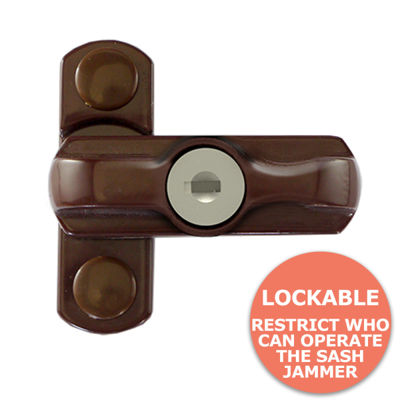 Brown Lockable Sash Jammer Window Lock