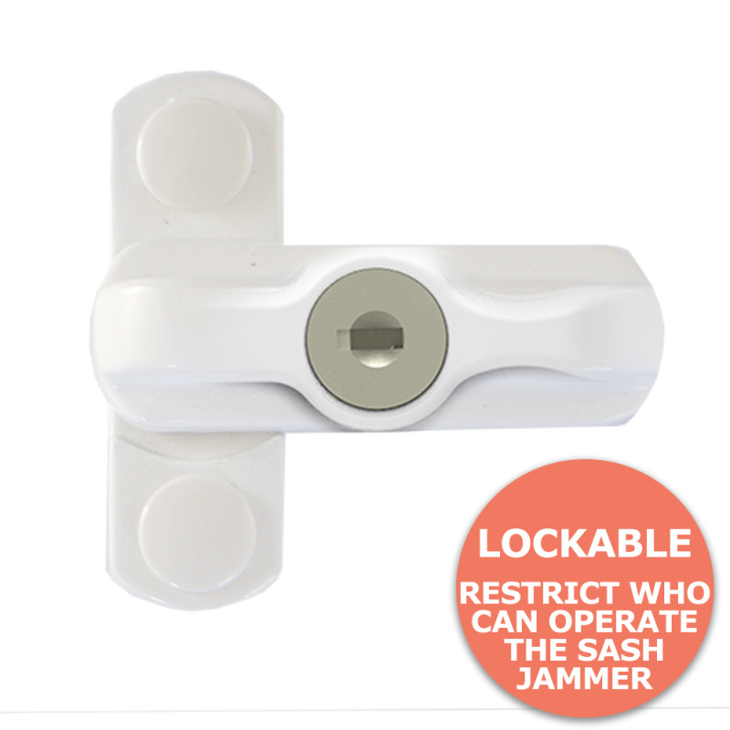 White Lockable Sash Jammer Window Lock