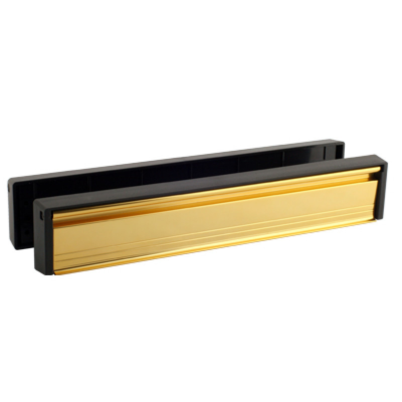 Slimline Letter Box (40/80) with Gold Flap and Black Frame