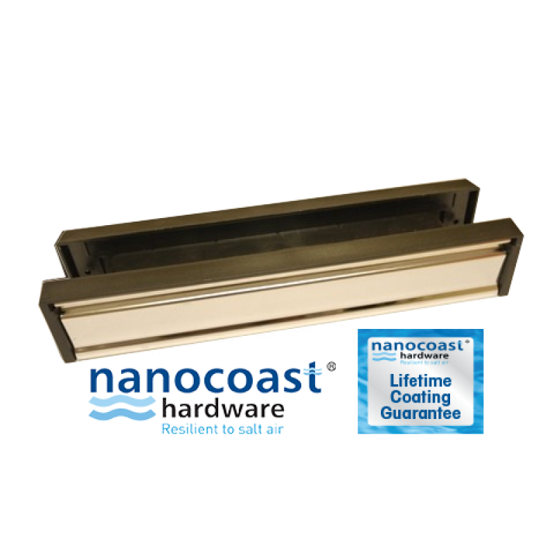 Nanocoast Slimline Letter Box (40/80) with Mirror Polished Flap and Black Frame