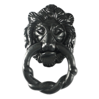 2-Piece Black Iron Lion's Head Door Knocker