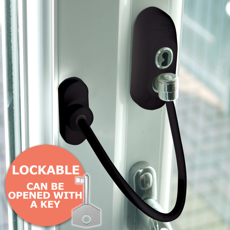 Black Lockable Window Restrictor