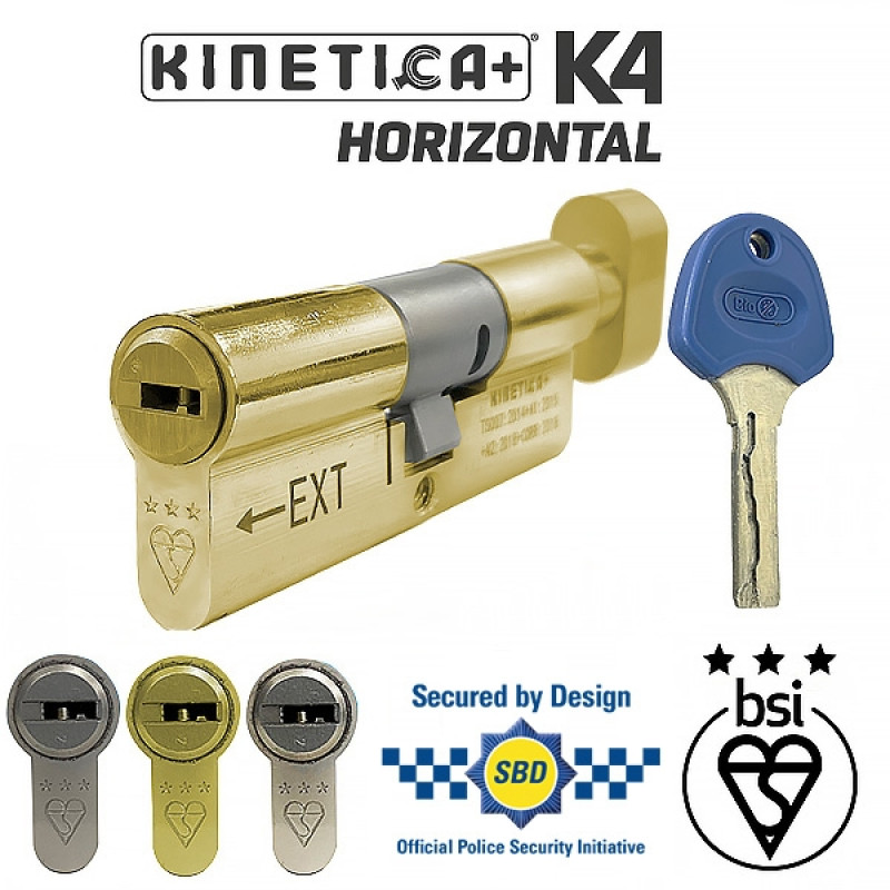 Kinetica+ K4 Horizontal 3 Star Kitemarked Thumb Turn Euro Cylinder