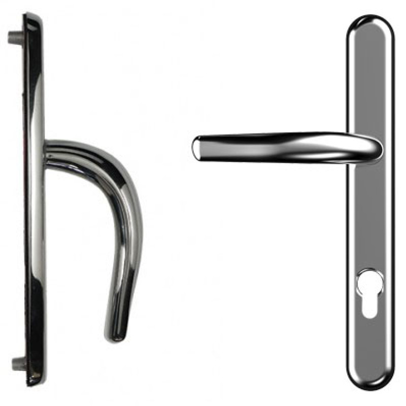 Front Door Handle in Stainless Steel with a 243mm Long Backplate