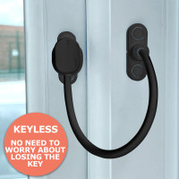 Black Lockable Keyless Window Restrictor